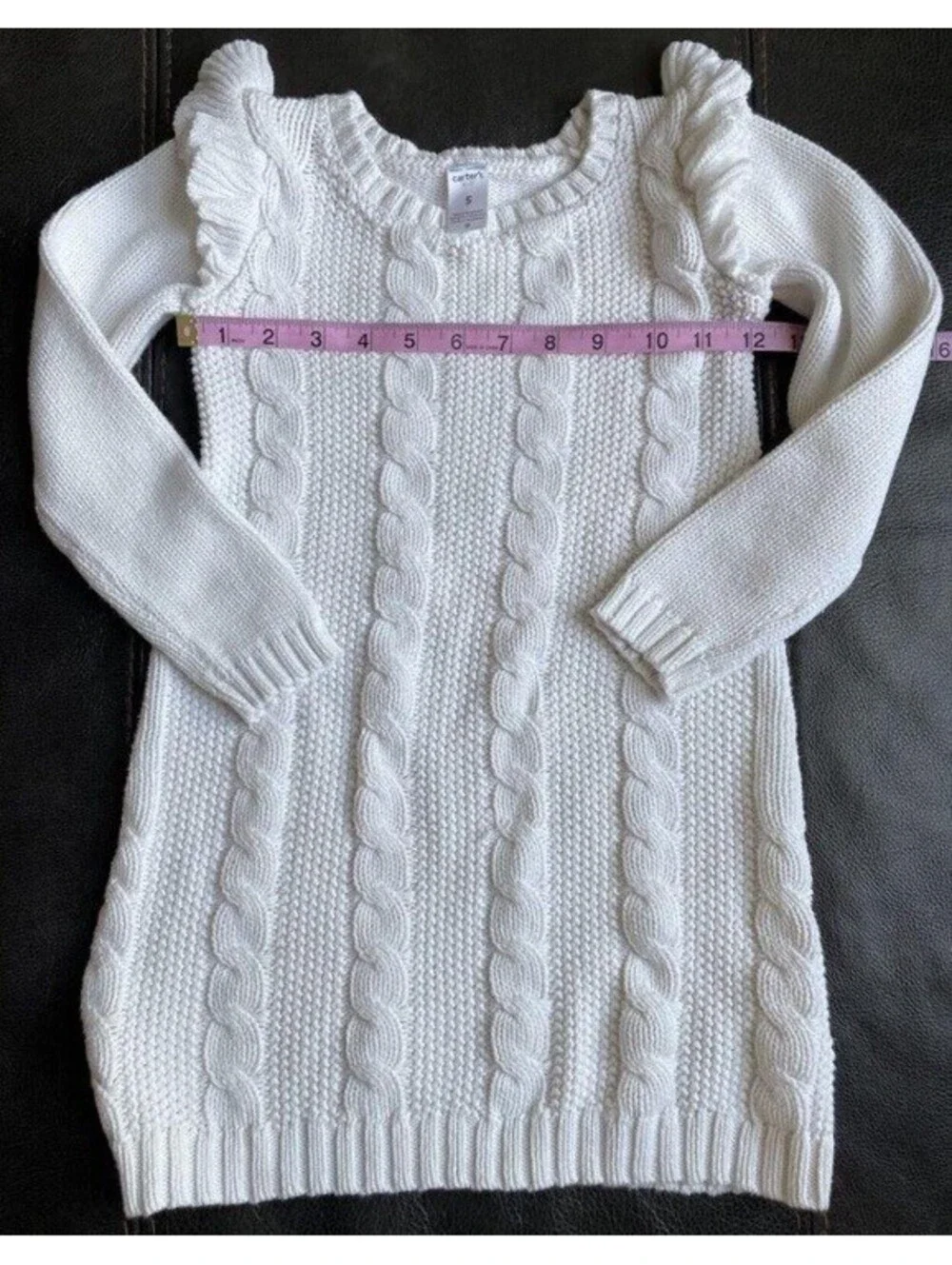 CARTER'S Little Girls Cream Sweater Cable Knit Dress Size 5